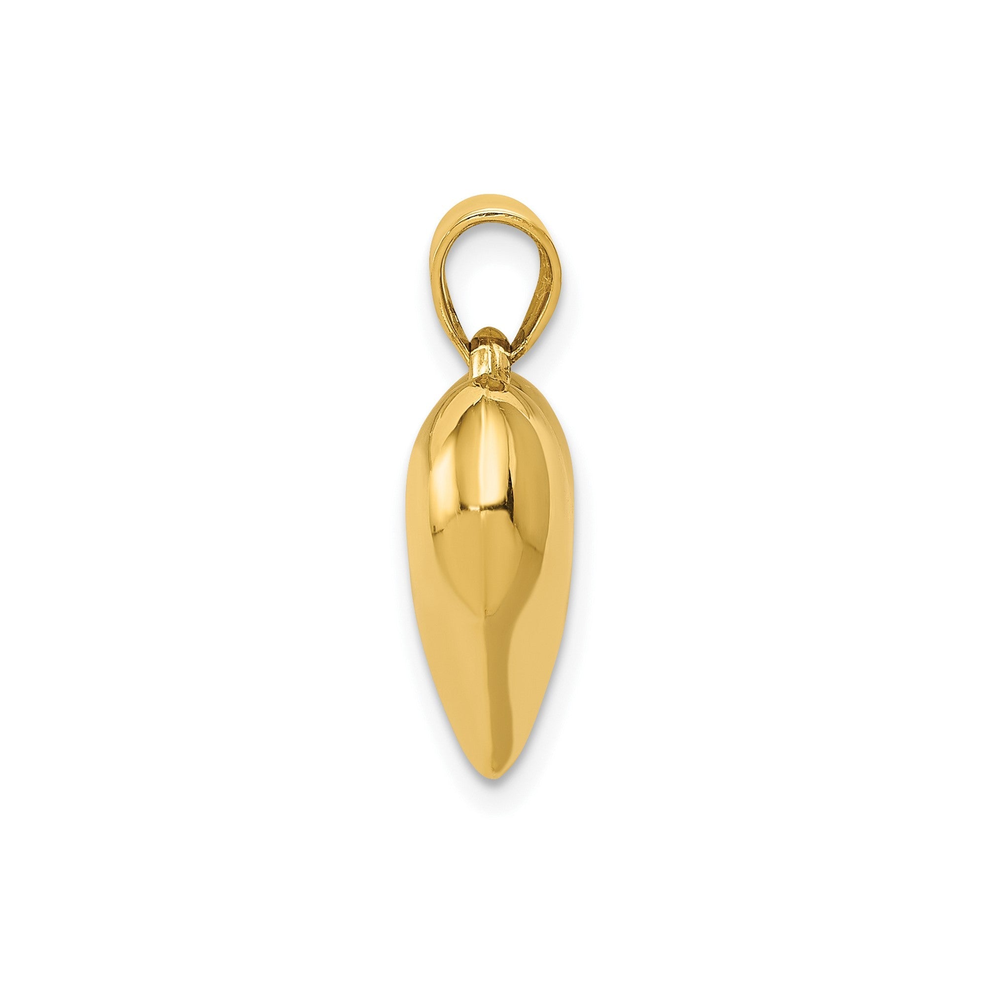Real 14k Yellow Gold Polished 3-D Puffed Heart Pendant Charm