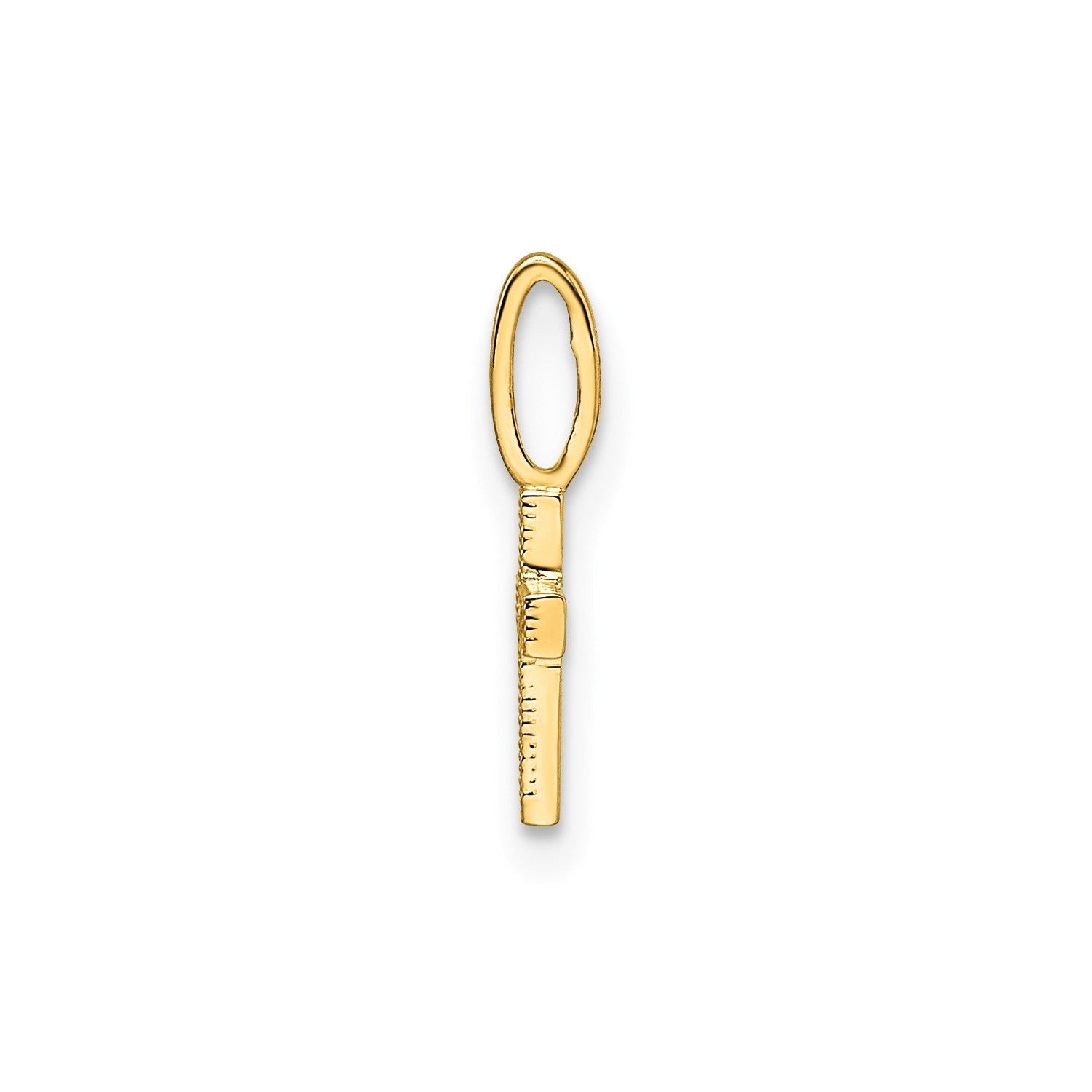 14k Yellow Real Gold CZ Stone Cross Pendant, 8x6mm