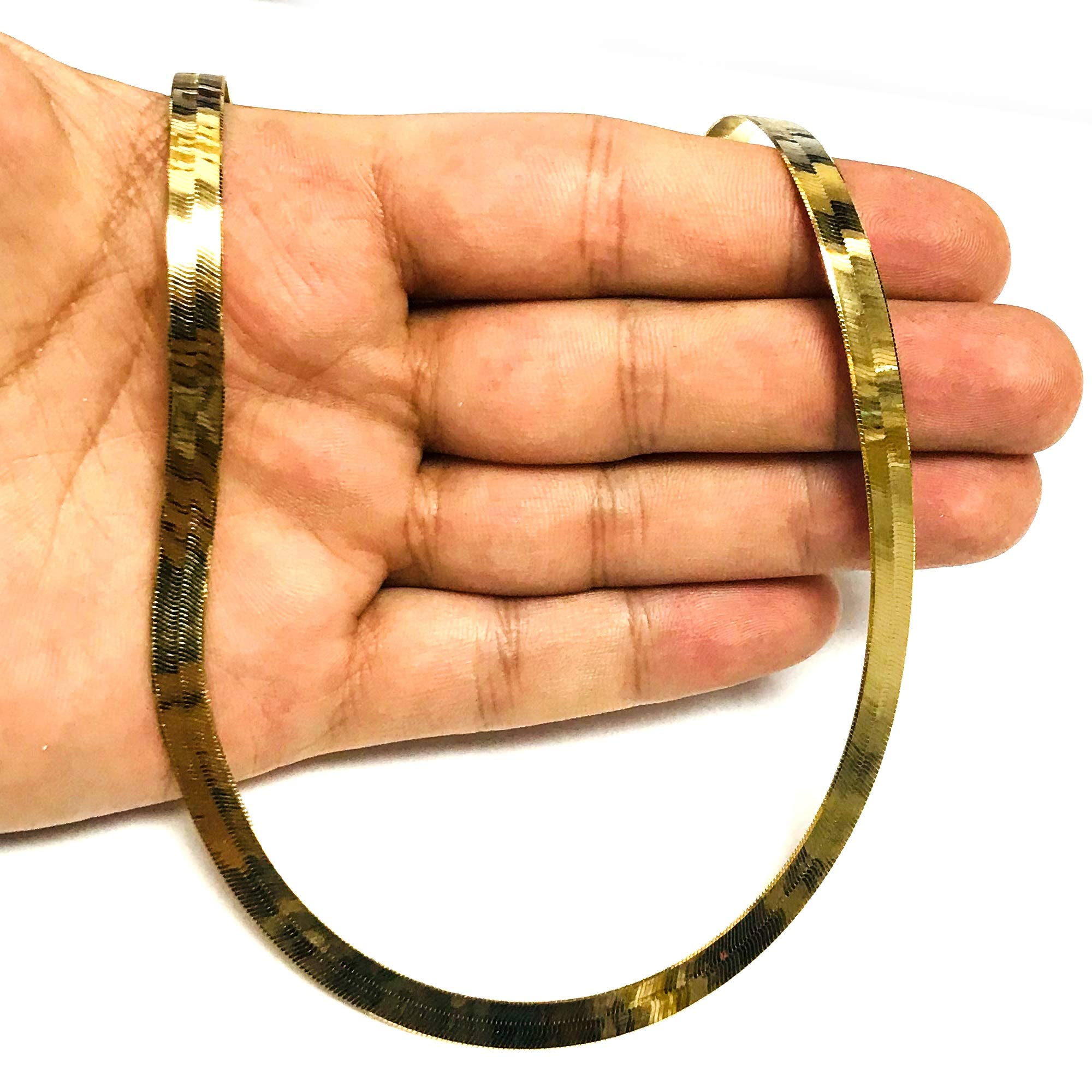 14k Yellow Real Solid Gold Imperial Herringbone Chain Necklace, 6.0mm, 18