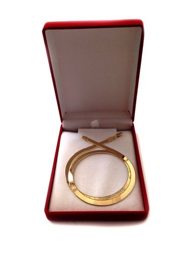 14k Yellow Real Solid Gold Imperial Herringbone Chain Necklace, 6.0mm, 18