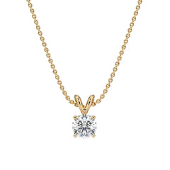 14k Real Gold Round VS/SI DEF Lab Grown Diamond Solitaire 18 Necklace (0.25 Carat Total Weight, Yellow Gold)