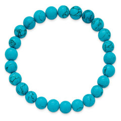 Chisel 8mm Blue Simulated Turquoise Agate Beaded Stretch Bracelet Jewelry