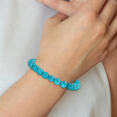 Chisel 8mm Blue Simulated Turquoise Agate Beaded Stretch Bracelet Jewelry