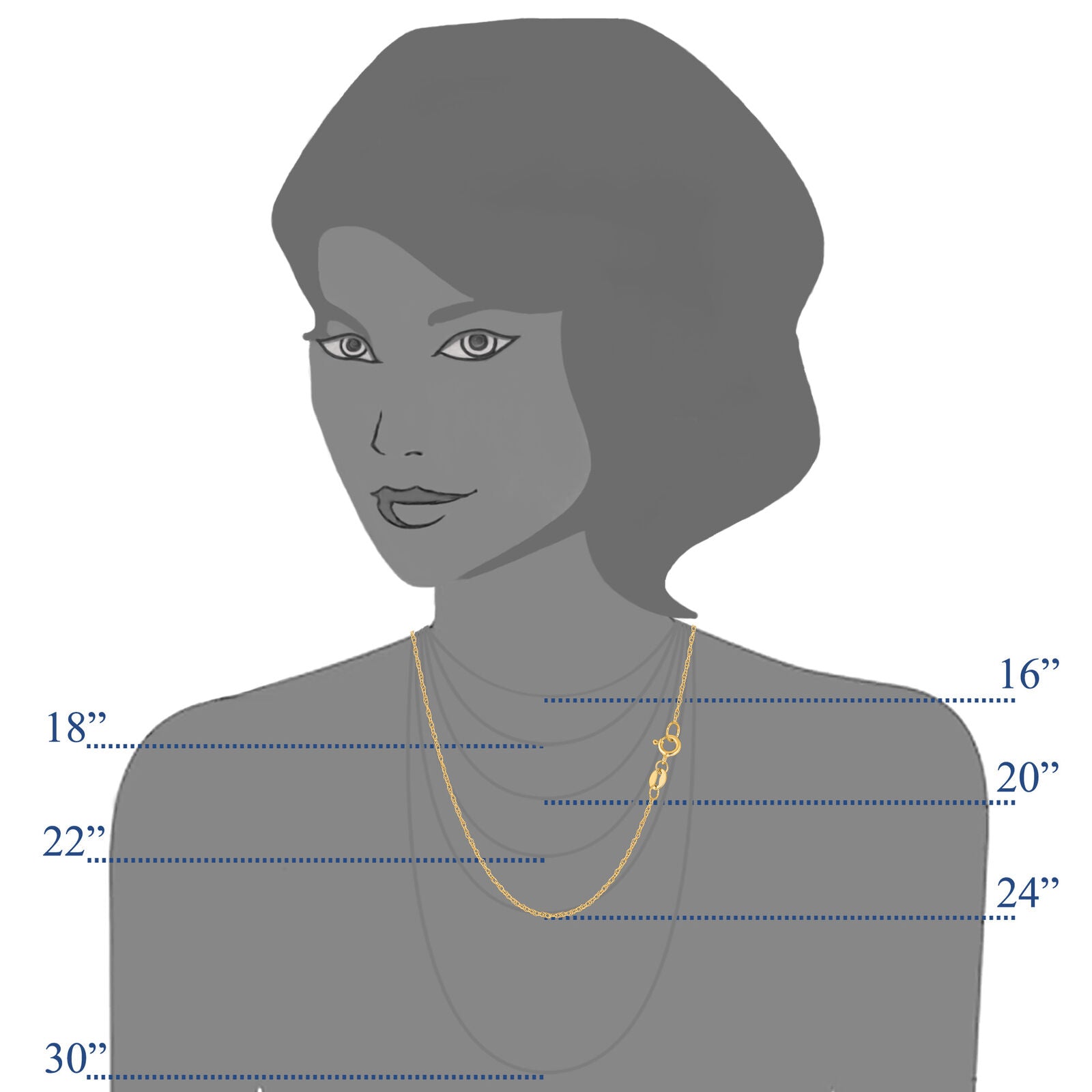 14k Yellow Gold Rope Chain Necklace, 0.9mm