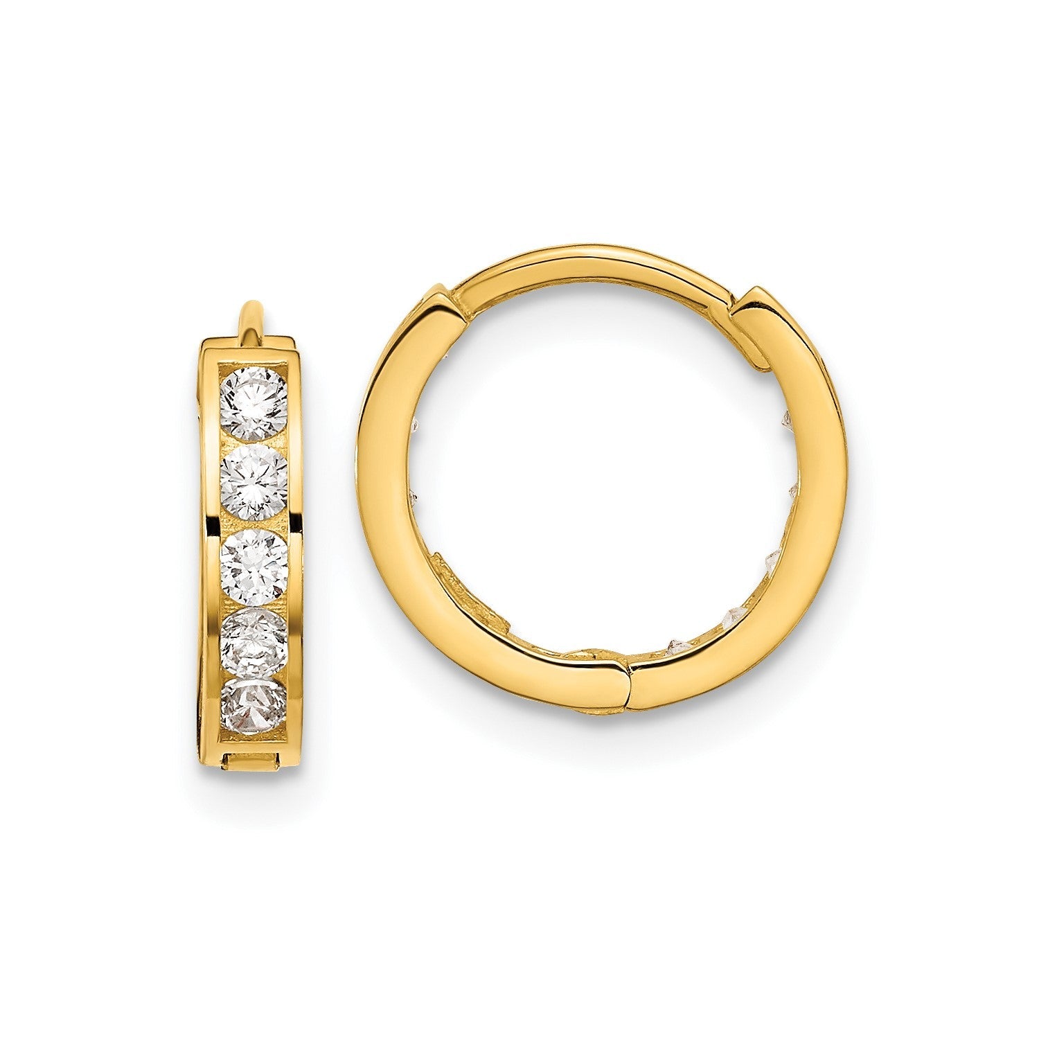 14k Yellow Gold Cubic Zirconia Reversible Hinged Hoop Earrings, 12mm