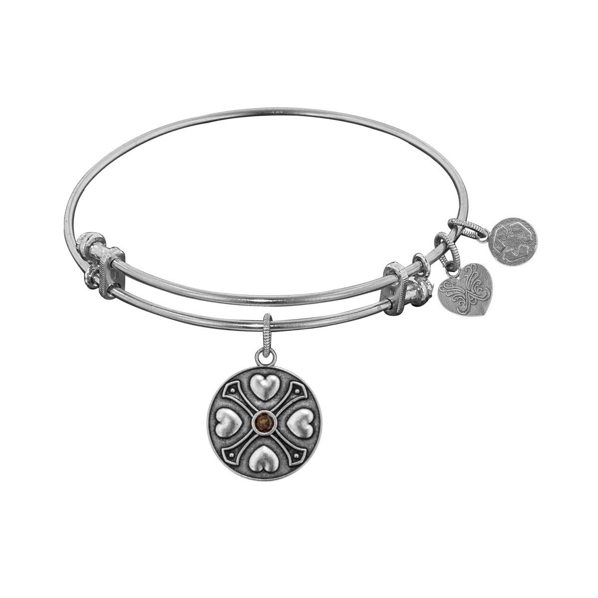 Angelica Finish Brass January Birthstone Bangle Bracelet, 7.25