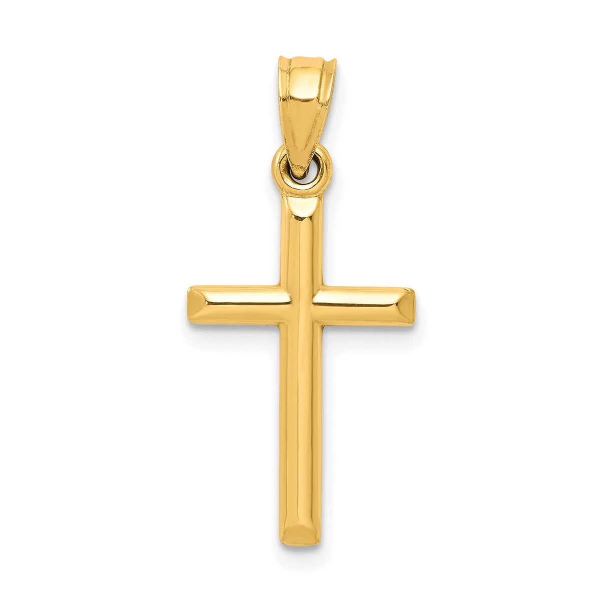 10k Real Yellow Gold High Polished Unisex Cross Pendant Charm,19x11mm