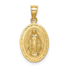 14k Real Yellow Solid Gold High Polished Miraculous Charm Pendant, 17mm