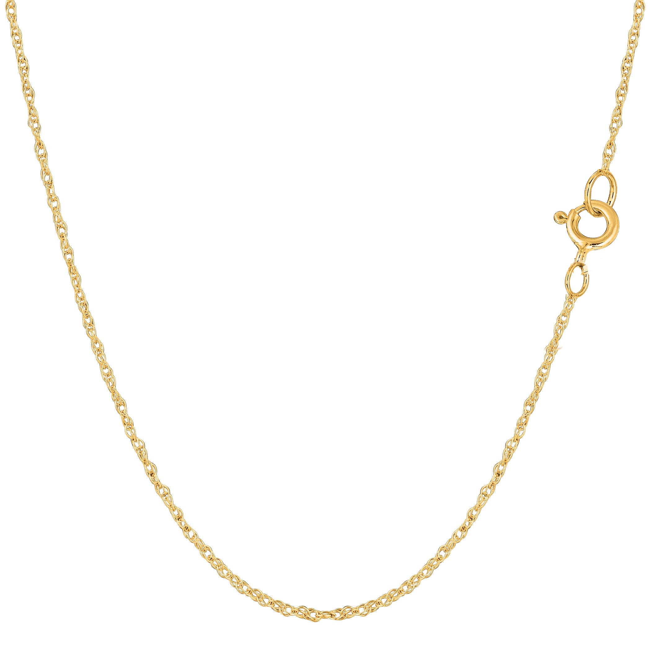 14k Yellow Gold Rope Chain Necklace, 0.9mm