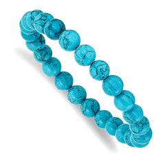 Chisel 8mm Blue Simulated Turquoise Agate Beaded Stretch Bracelet Jewelry