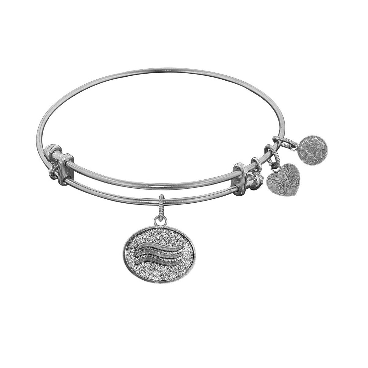 White Finish Brass Air Adjustable Bangle Bracelet, 7.25