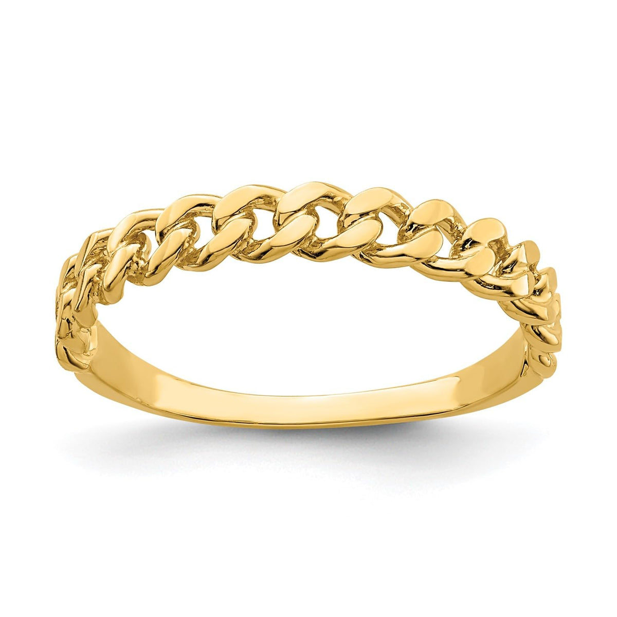 14k Yellow Gold Curb Chain Link Band Ring, Size 7