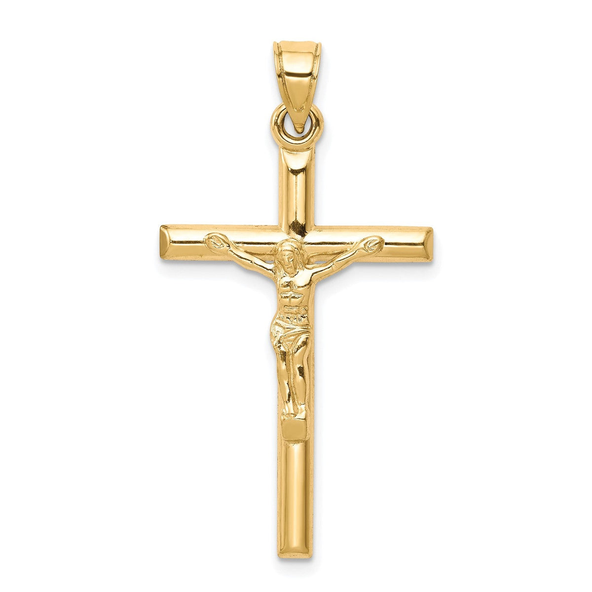 10k Yellow Gold Jesus Crucifix Cross Pendant, 32x19mm