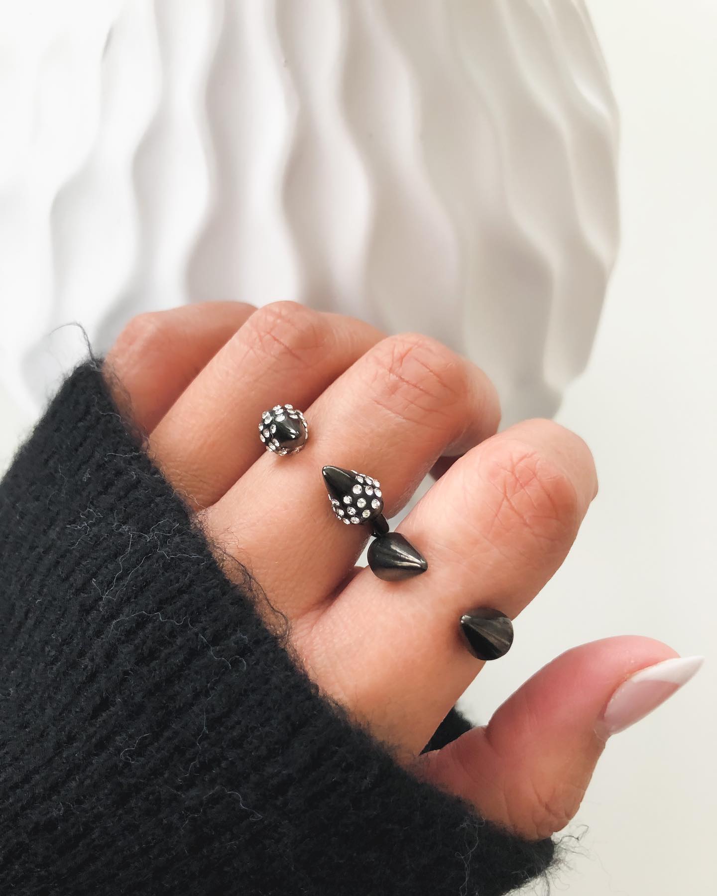 Spike Collection - Black Ring Set fine designer jewelry for men and women