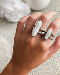 Bangle Collection - Silver Quartz Ring Set fine designer jewelry for men and women