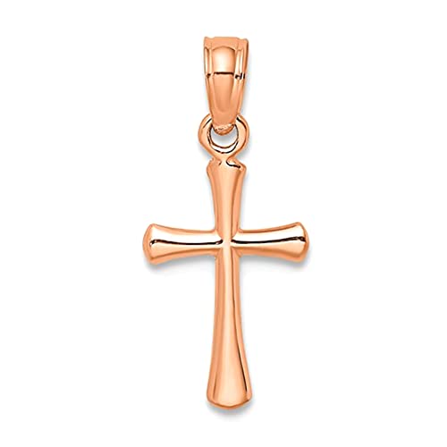 Ciondolo con ciondolo a forma di croce in oro rosa 14 carati, gioielli di design per uomini e donne