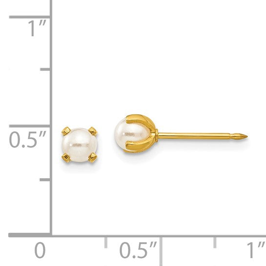 24k gullbelagt sterlingsølv Inverness 4 mm simulerte perle øredobber fine designersmykker for menn og kvinner