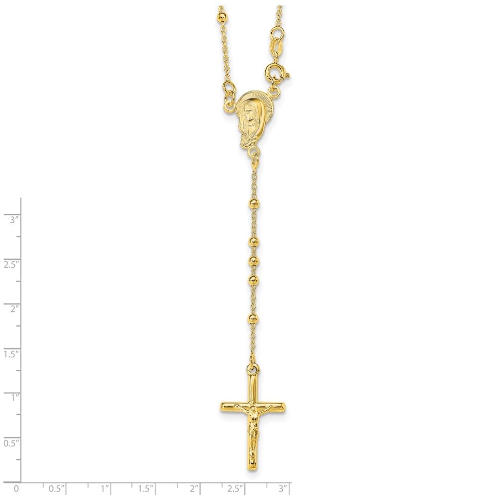 Jewelry Affairs Sterling Silver Gold Plated Religious Rosary Cross Necklace, 18 inch