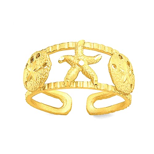 Bague d'orteil réglable en forme d'étoile de mer en or jaune 14 carats, bijoux de créateur fins pour hommes et femmes