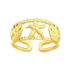Bague d'orteil réglable en forme d'étoile de mer en or jaune 14 carats, bijoux de créateur fins pour hommes et femmes