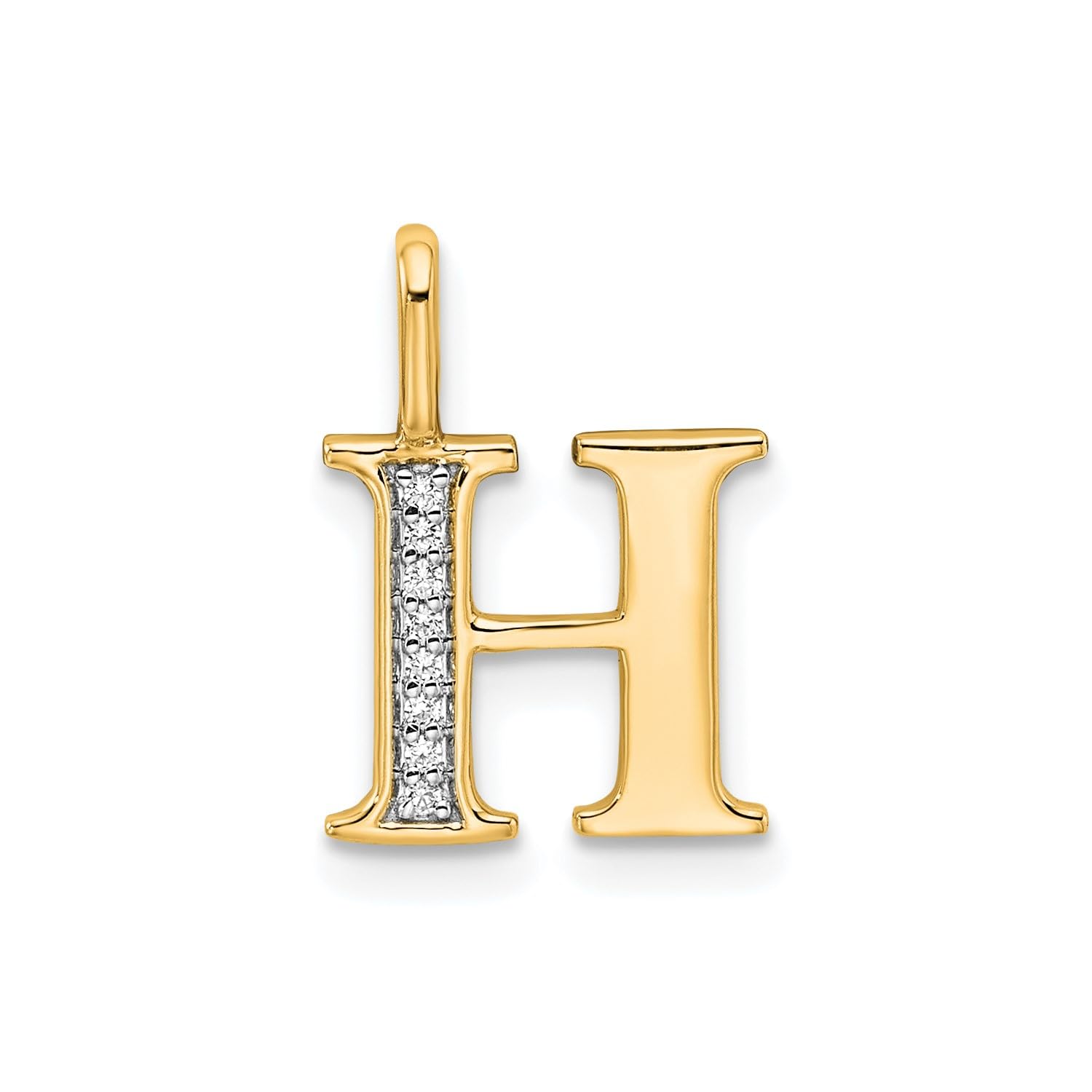 14K Yellow Gold Initial Monogram Letter Diamond Pendant