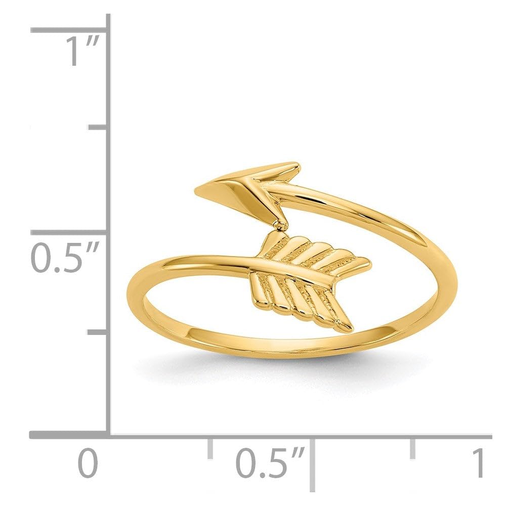 14K Yellow Gold High Polished Arrow Adjustable Ring, 7