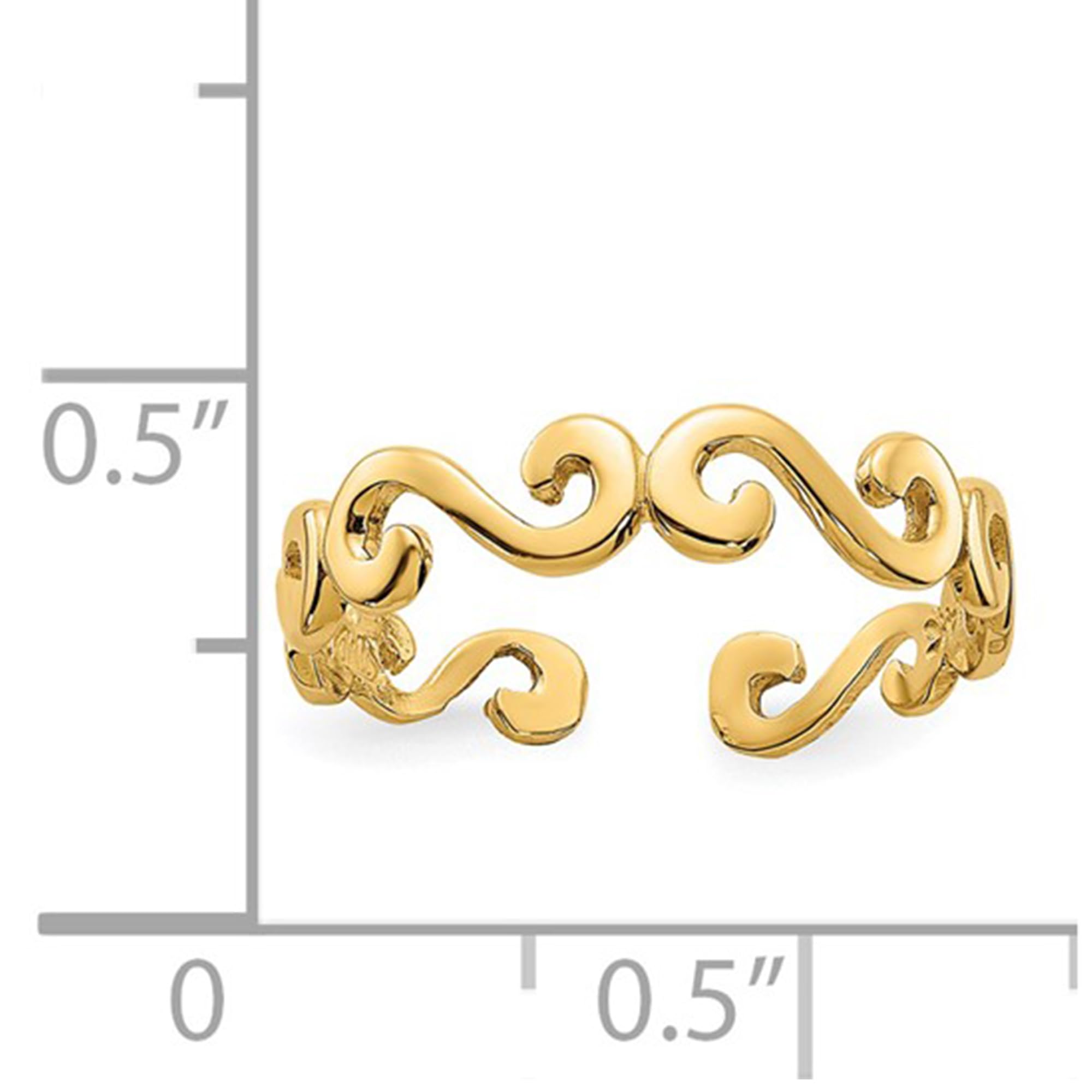14K Yellow Real Gold Swirl Design Cuff Style Adjustable Toe Ring fine designer jewelry for men and women