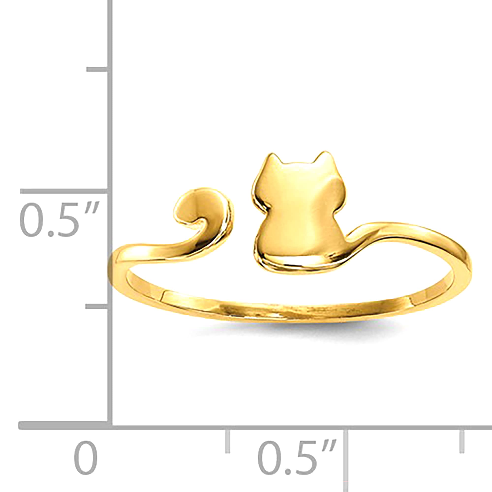Anello per polsino regolabile con design a gatto lucido in oro giallo 14k, gioielli di design per uomini e donne