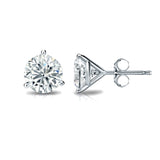 14k Gold Round VS/SI GH Lab Grown Diamond 3 Prong Martini Stud Post Earrings