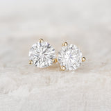14k Gold Round VS/SI GH Lab Grown Diamond 3 Prong Martini Stud Post Earrings