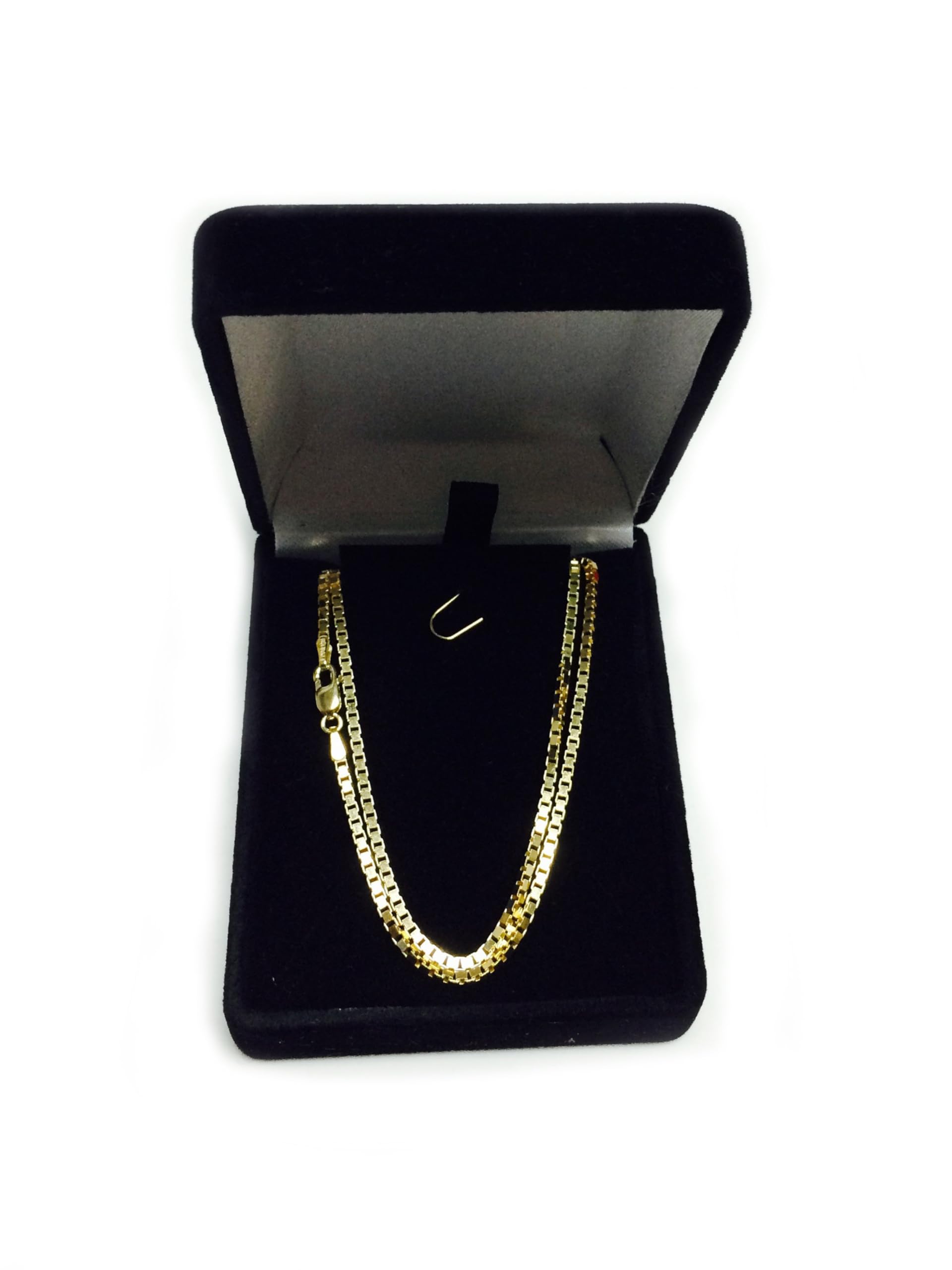 14k Yellow Solid Gold Mirror Box Chain Necklace, 1.7mm
