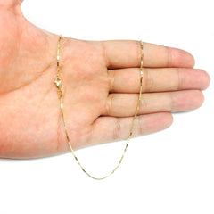 14k Yellow Solid Gold Mirror Box Chain Necklace, 1mm
