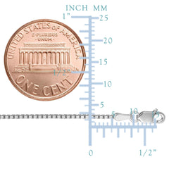 14k White Solid Gold Mirror Box Chain Necklace, 1.2mm