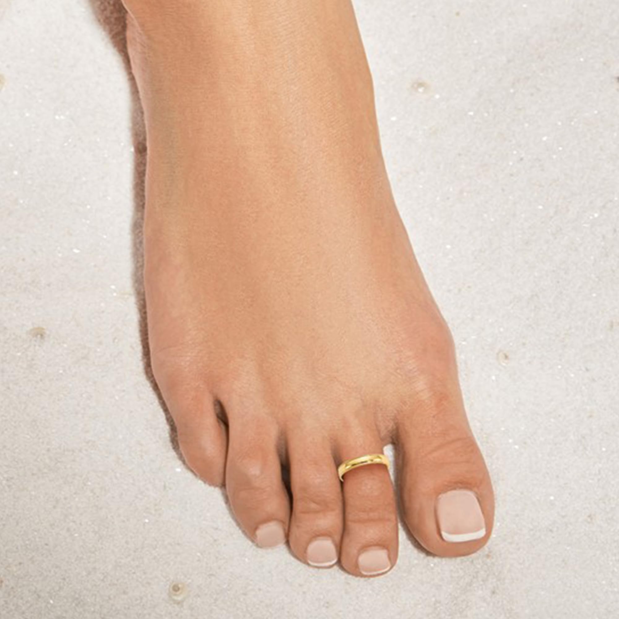 14K Real Yellow Solid Gold Migrän Justerbar Toe Summer Ring fina designersmycken för män och kvinnor