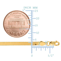 14k Yellow Solid Gold Imperial Herringbone Chain Necklace, 3.0mm