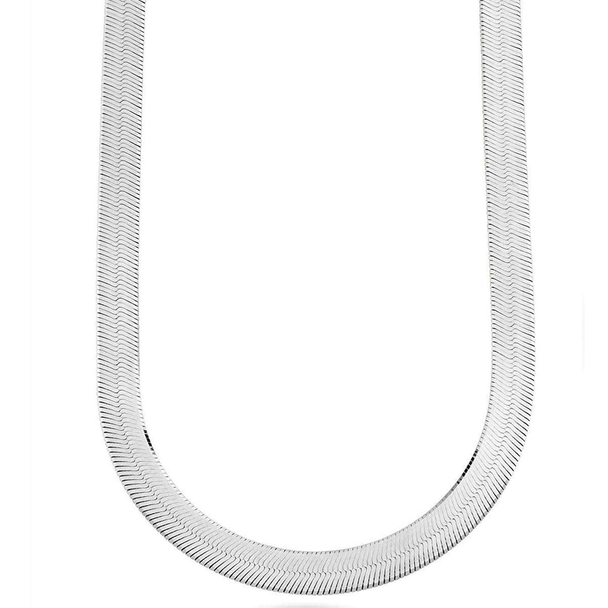 14K White Gold Herringbone Chain Necklace, 5mm Width