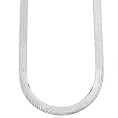 14K White Gold Herringbone Chain Necklace, 5mm Width