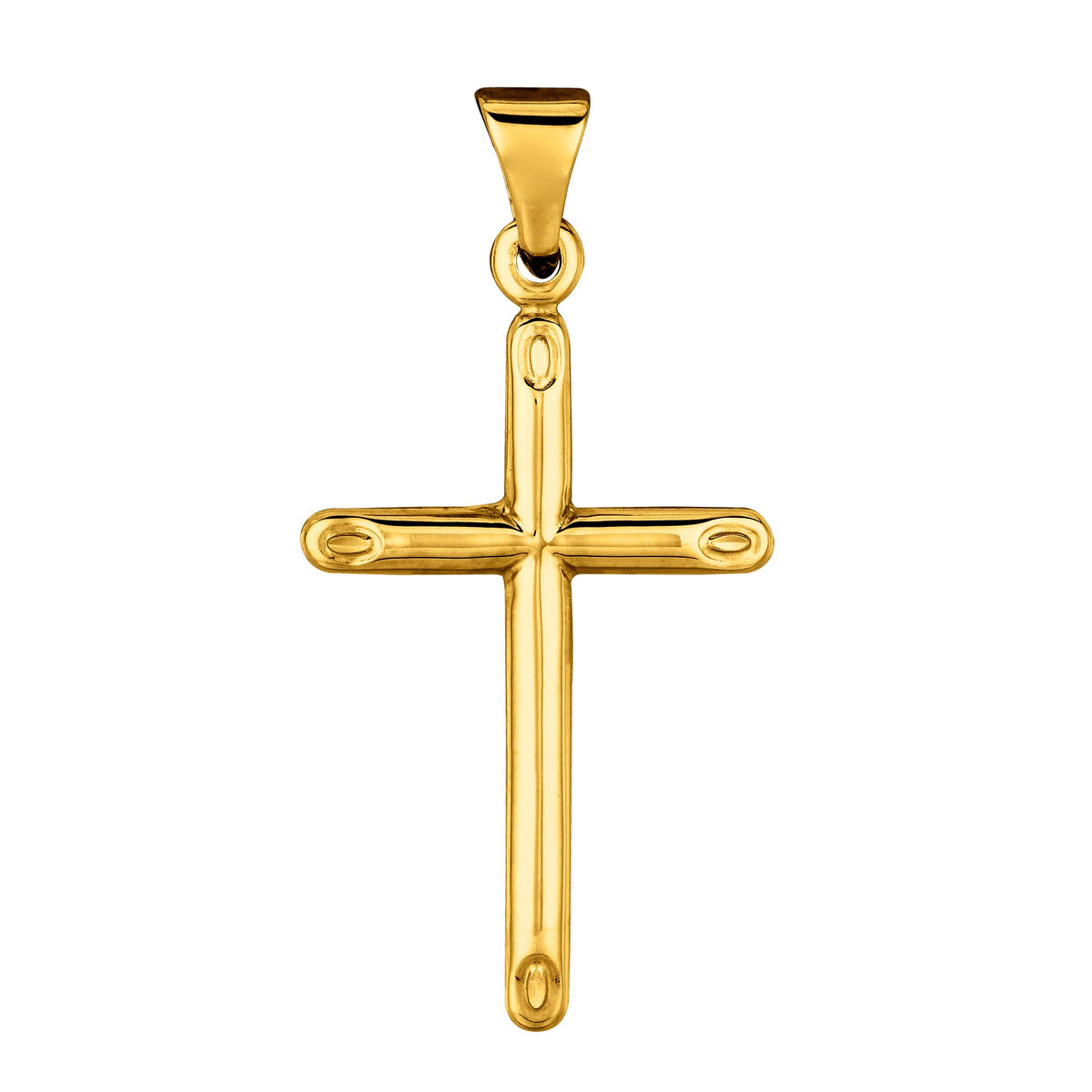 14 k gul guld skinnende runde rør Cross Pendant fine designer smykker til mænd og kvinder