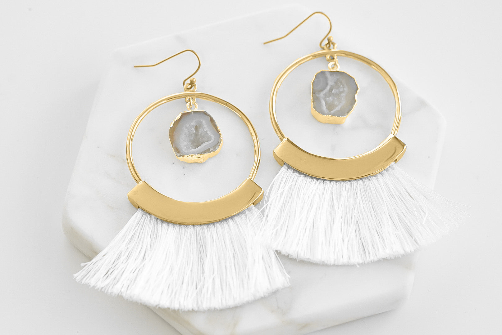 Colección Agate - Pendientes con flecos cenicientos joyería fina de diseño para hombres y mujeres