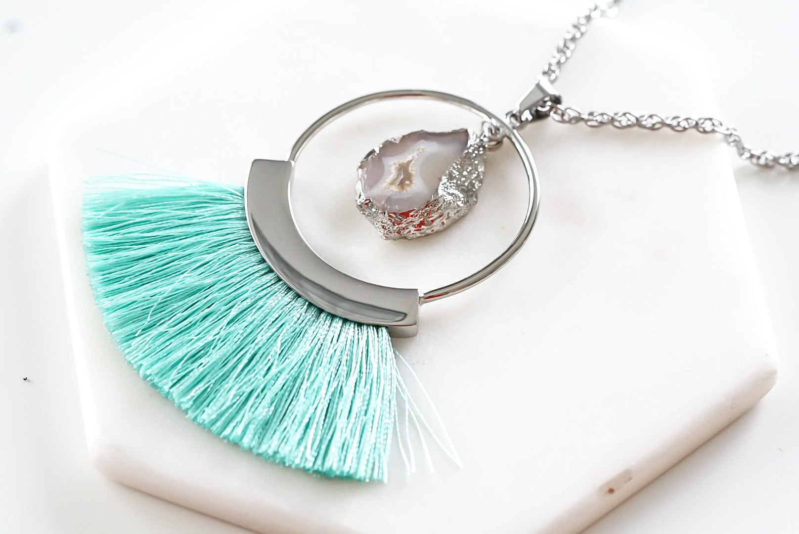 Agate Collection - Silver Mint Fringe Necklace fine designersmykker for menn og kvinner