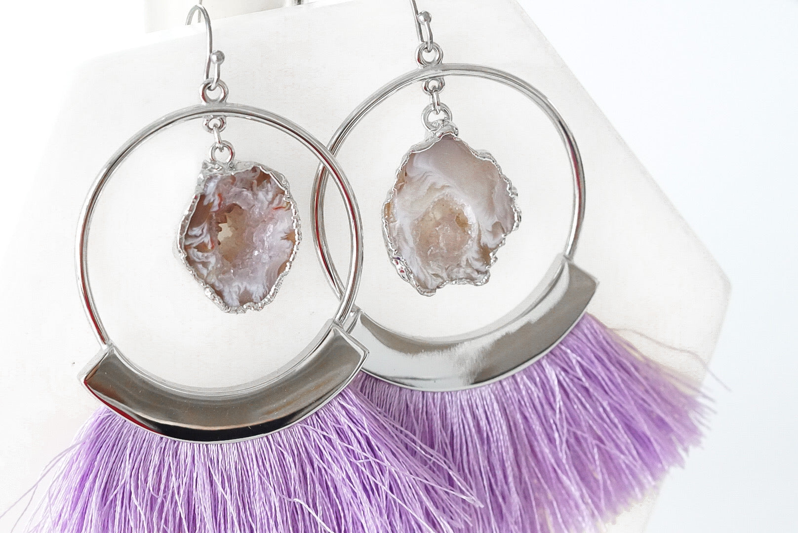 Collection Agate - Boucles d'oreilles Silver Royal Fringe, bijoux de créateur raffinés pour hommes et femmes