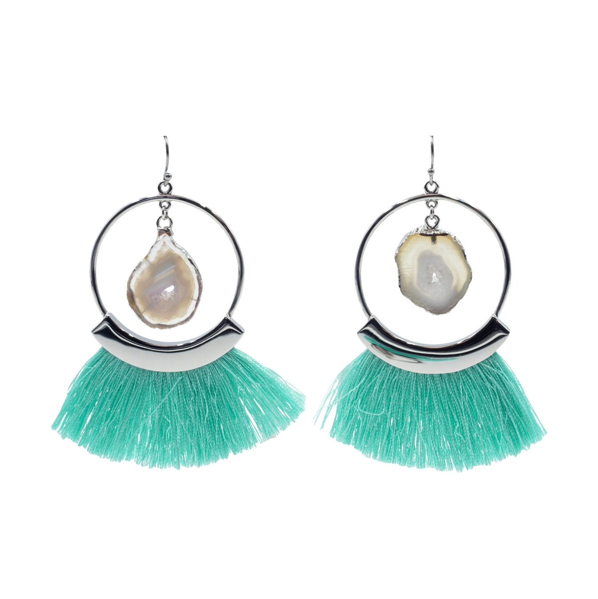 Agate Collection - Silver Mint Fringe Earrings fina designersmycken för män och kvinnor