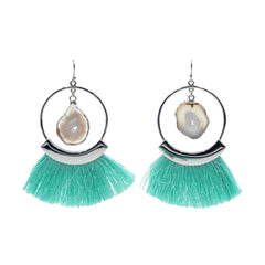 Agate Collection - Silver Mint Fringe Earrings fine designersmykker for menn og kvinner