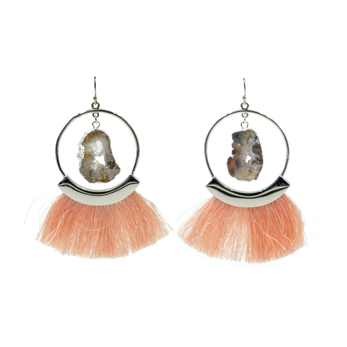 Colección Agate - Pendientes con flecos plateados joyería fina de diseño para hombres y mujeres