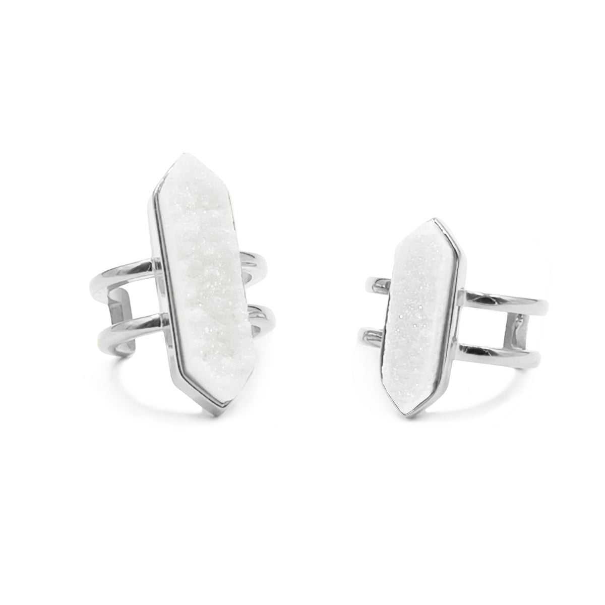 Bangle Collection - Silver Quartz Ring Set fine designer jewelry for men and women