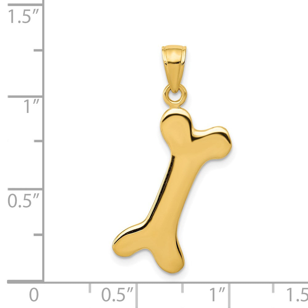 14k Solid Gold Polished Dog Bone Charm, 34x19mm