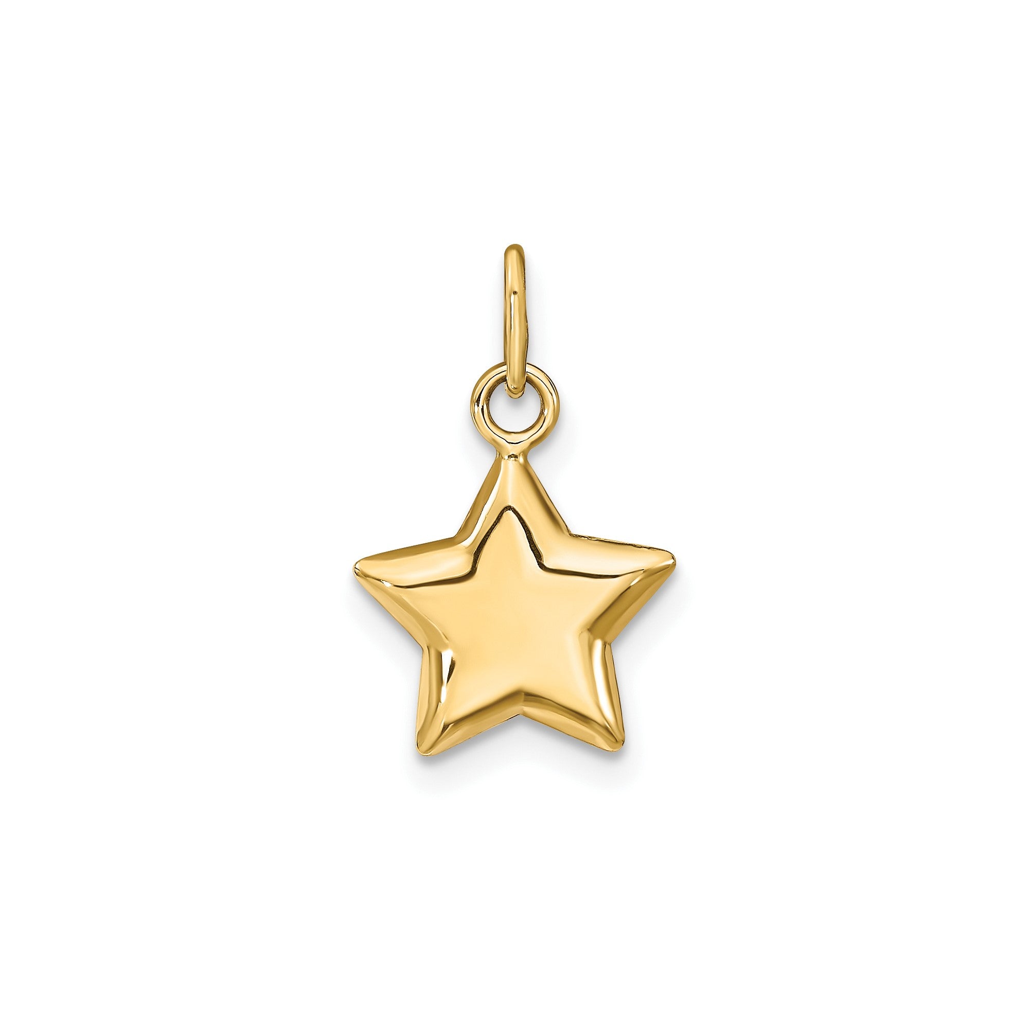 14k Yellow Gold Puffed Star Pendant, 18x11mm