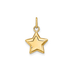14k Yellow Gold Puffed Star Pendant, 18x11mm
