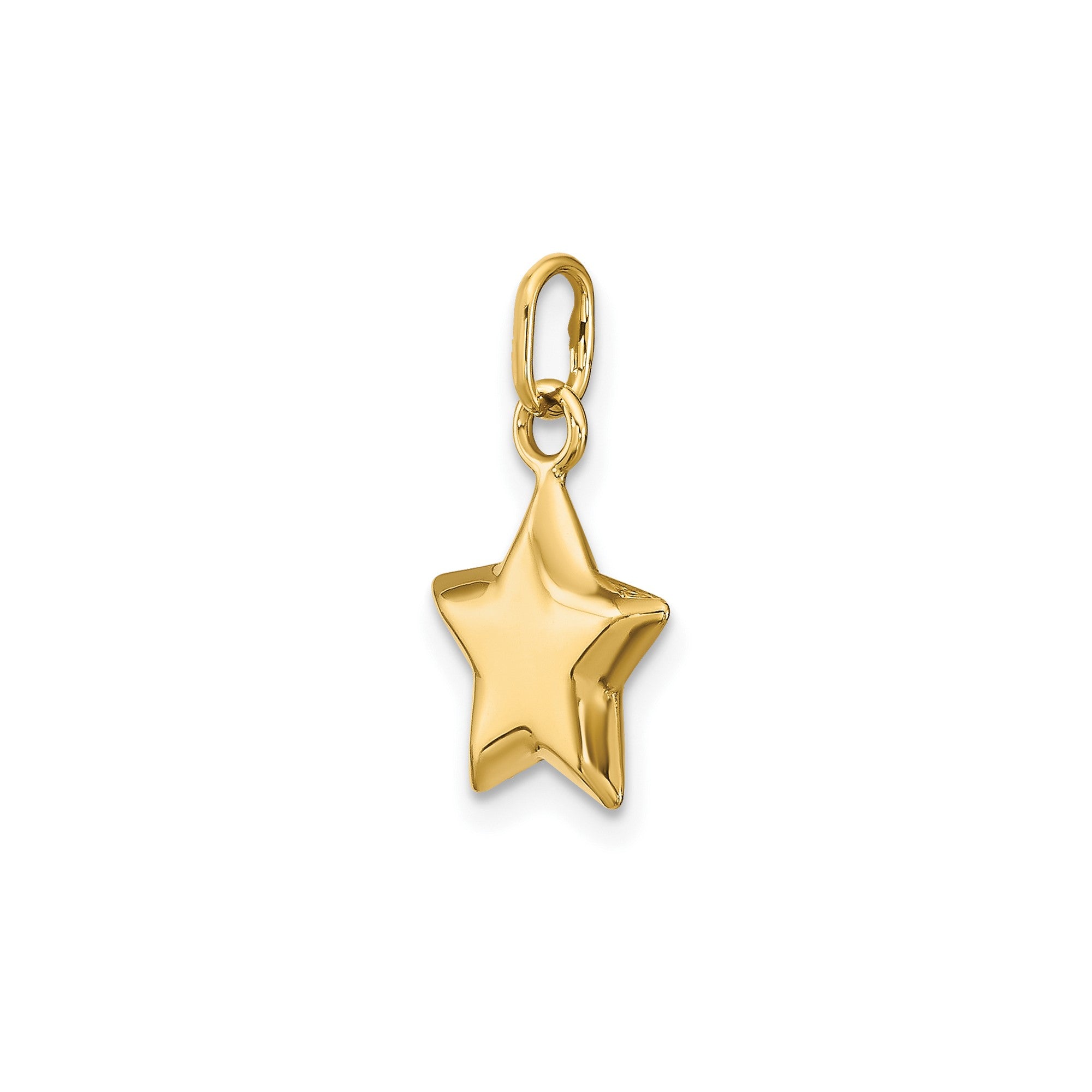 14k Yellow Gold Puffed Star Pendant, 18x11mm