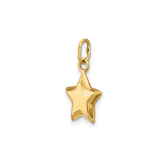 14k Yellow Gold Puffed Star Pendant, 18x11mm